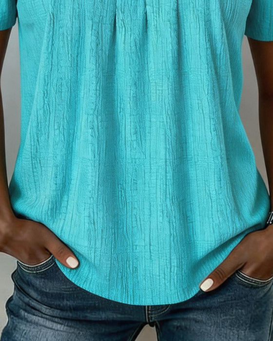Casual Blouse Vierkante Hals Effen Kleur