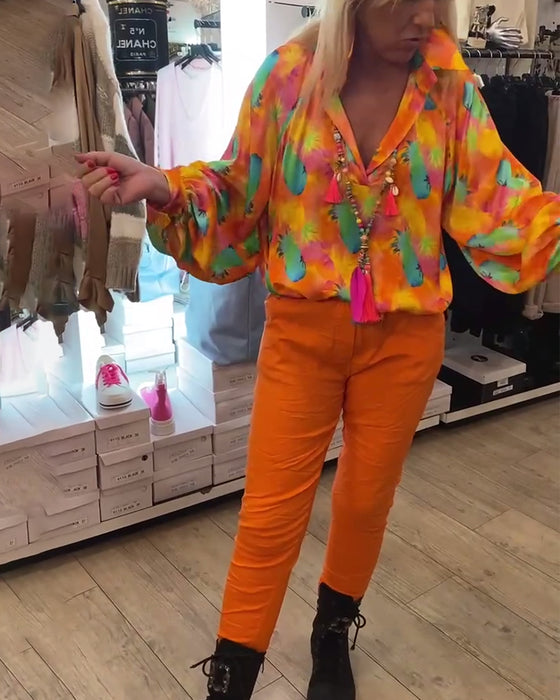 Bloemenblouses met revers voor dames