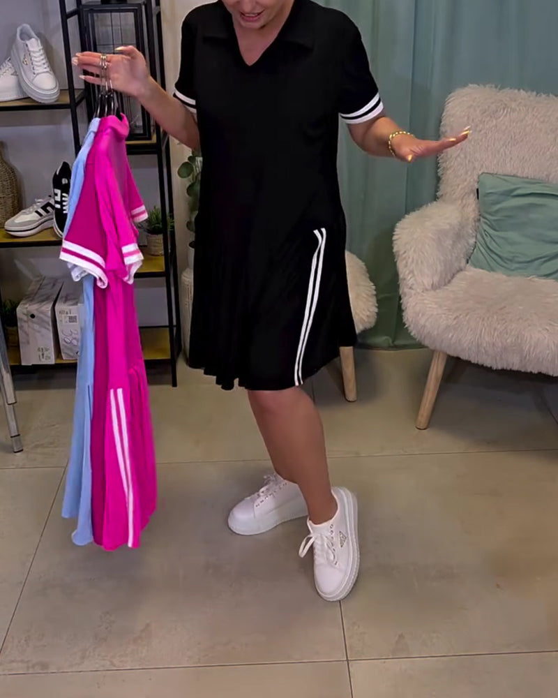 Jurk V-Hals Color-Block Sportief