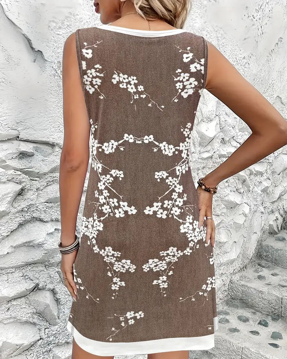Jurk Casual Mouwloos Vest Print