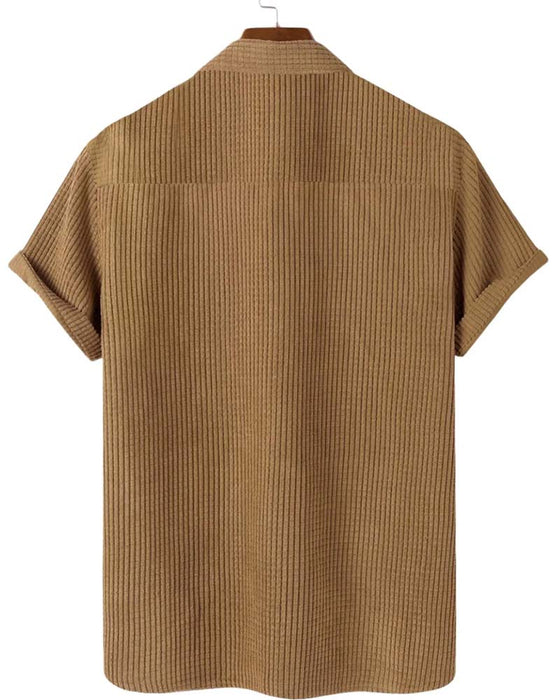 Shirt Knoopsgat Knoop Effen Heren Korte Mouw