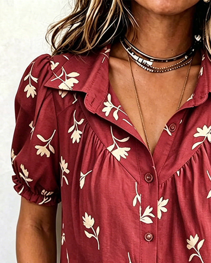 Blouse Ballon Mouw Casual Gerimpeld