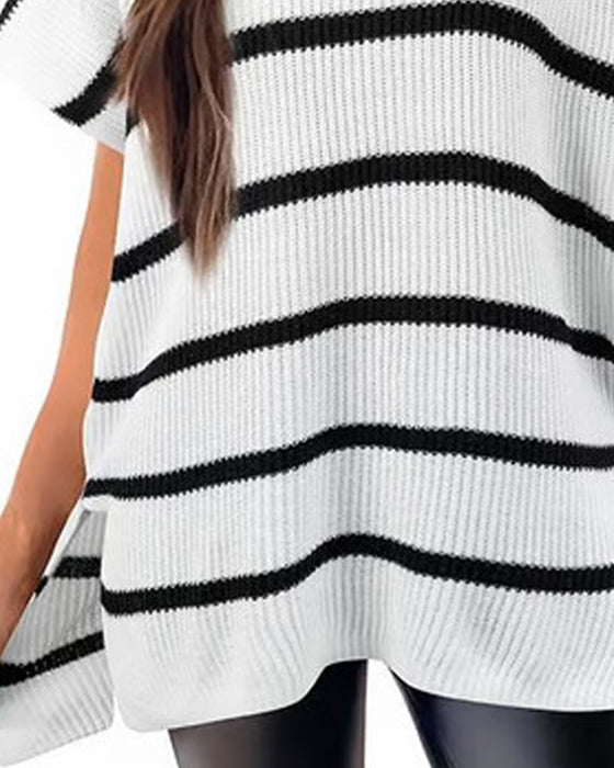 Pullover Effen Ronde Hals Vleermuismouw