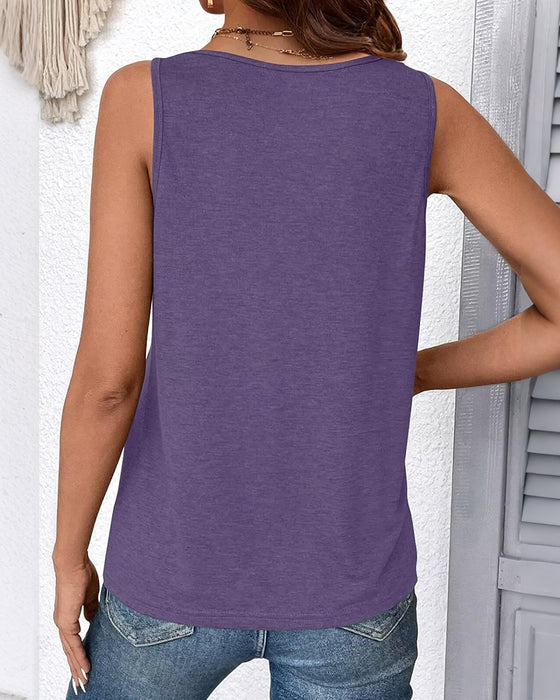 Tanktop Effen Kleur V-Hals Mouwloos Los