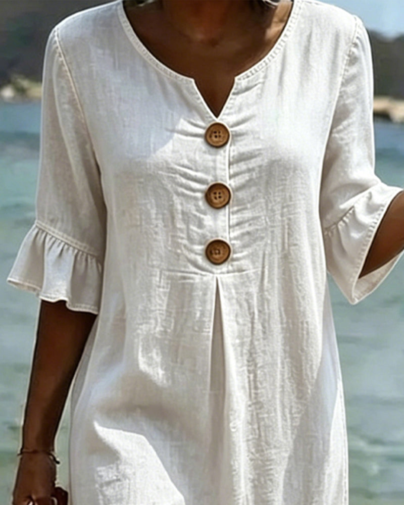 Jurk Lotus Blad Mouwen Jeans