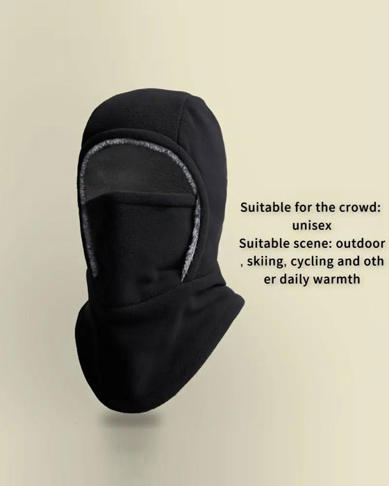 Winter 2 In 1 Muts En Gezichtsmasker Winddicht Dikke Fleece Voering Voor Buitensport Zwart