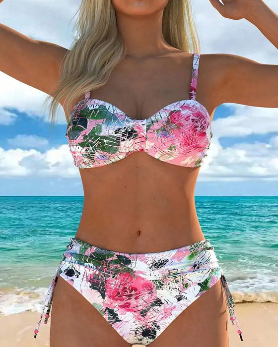 Bikinis Roze En Witte Roos Afdruk