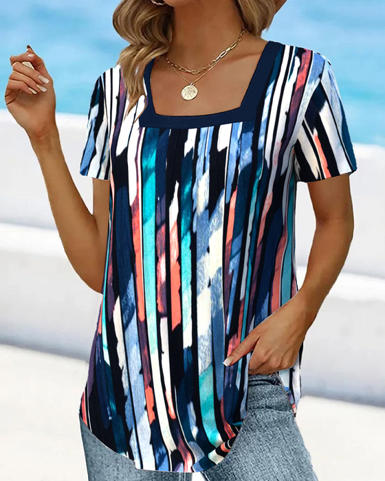 T-shirt Korte Mouwen Wijd Kraag Gedrukt