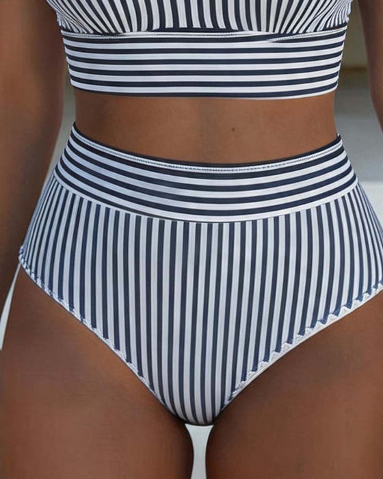Bikini Verticale Streep Hoge Taille Sportief