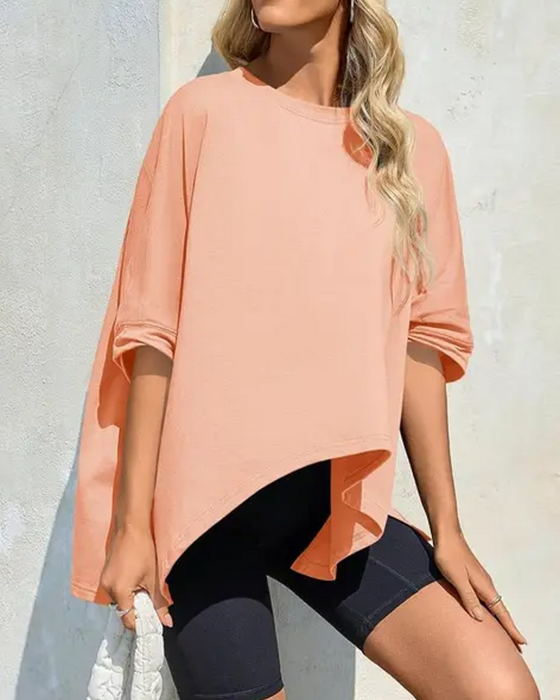 T-Shirt Loose Fit Alledaags Vleermuismouw