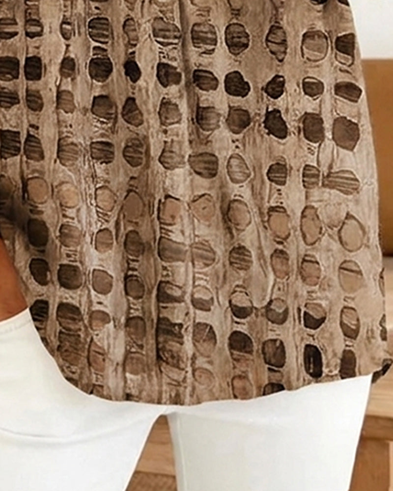 Blouse Stippenprint Knoop Half Knoopsluiting