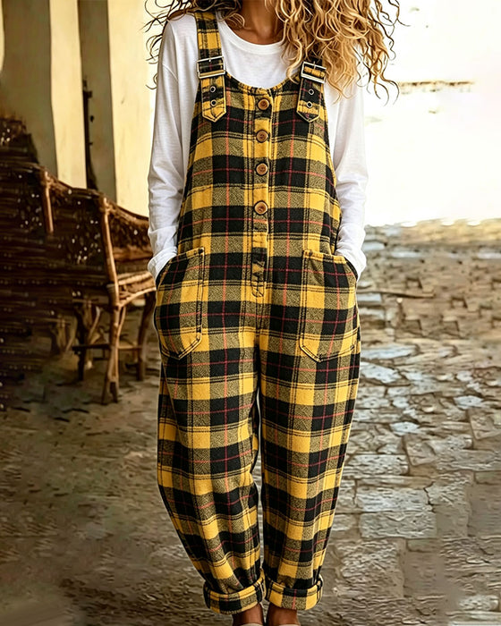 Jumpsuit Geruit Knoop Zak