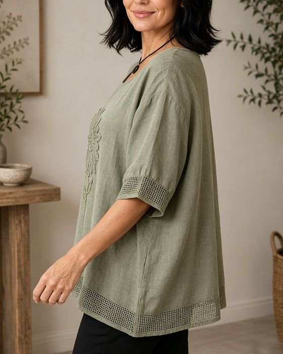 Blouse Zonnebloem Geborduurd Los
