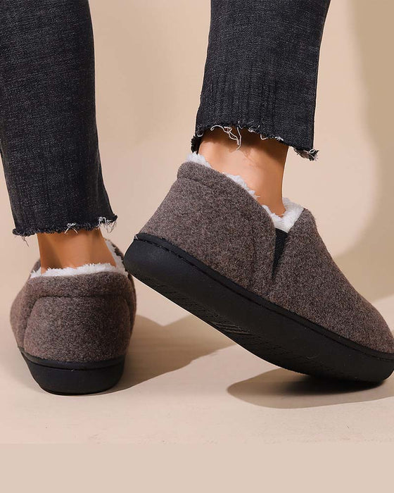 Pluche effen kleur all-inclusive platte schoenen