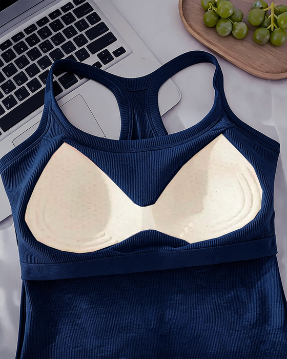 Tanktop Ingebouwde Bh Geribbeld Effen