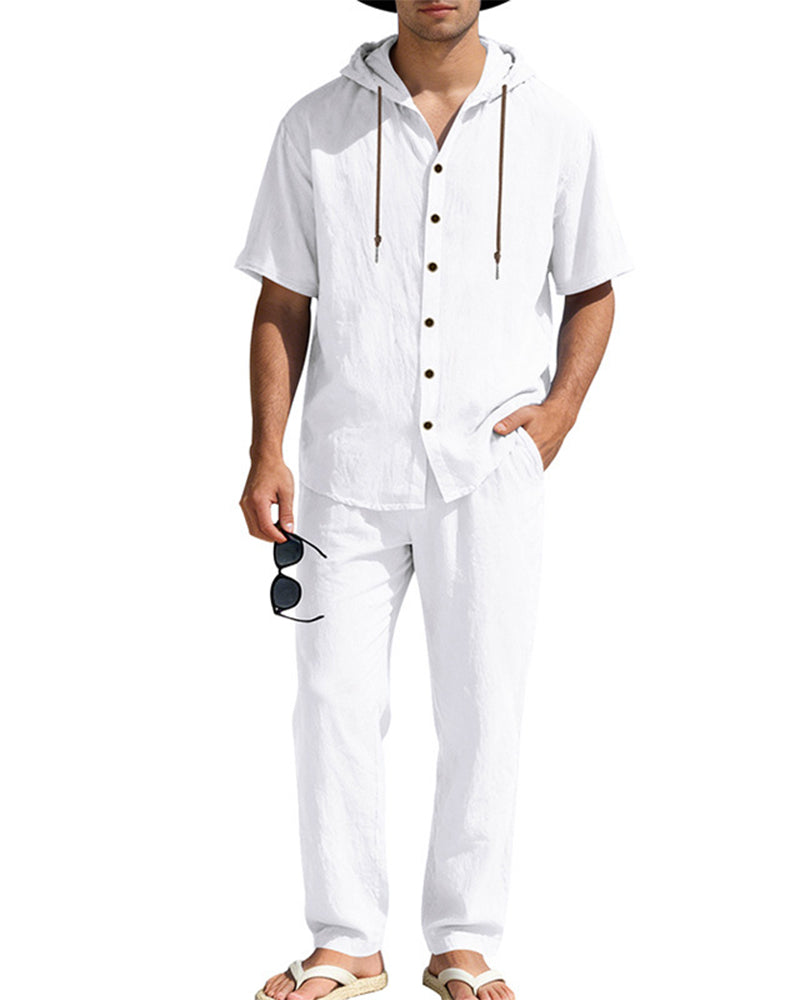 Heren Lichtgewicht Capuchon Tweedelig Set Voor Zomer Casual Wear
