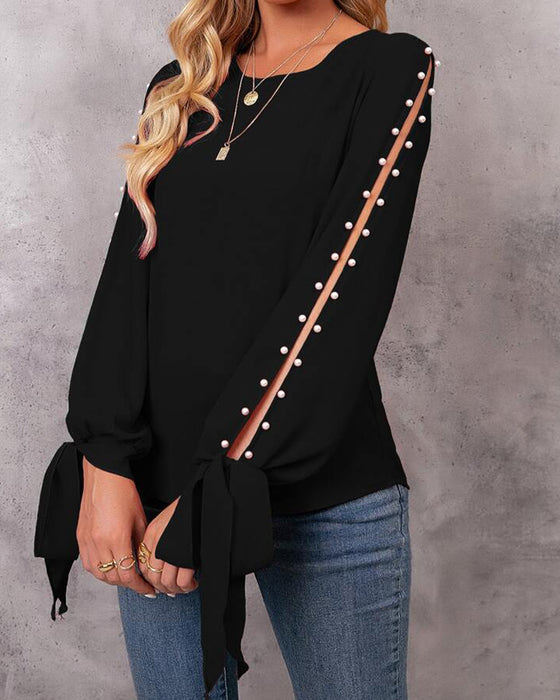 Top Stijlvol Effen Kleur Opbindbaar Gekrald