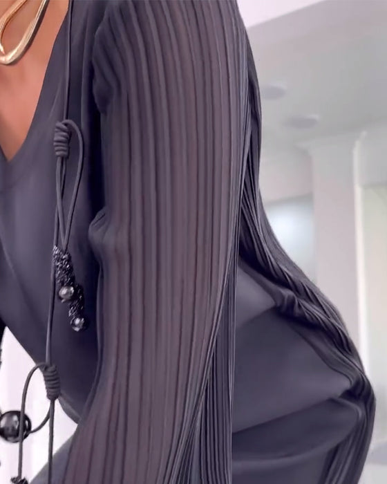 Casual jurk met effen kleur en split