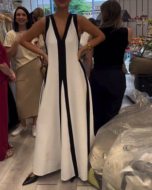 Jurk V-hals Mouwloos Kleurblok Luchtig