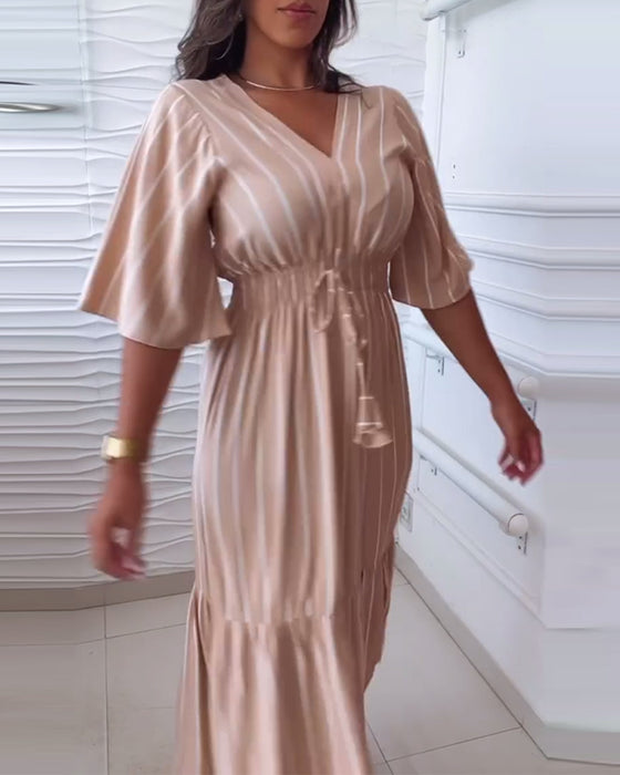 Casual jurk met trekkoord en strepenprint