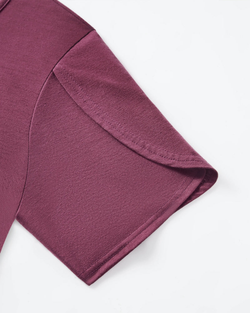 T-shirt Casual Effen Kleur Met Knoppen