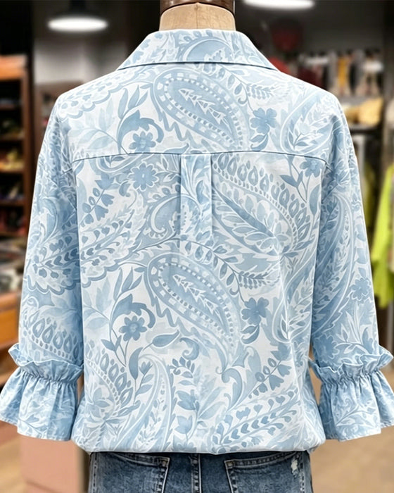 Blouse Lantaarnmouw Bedrukt