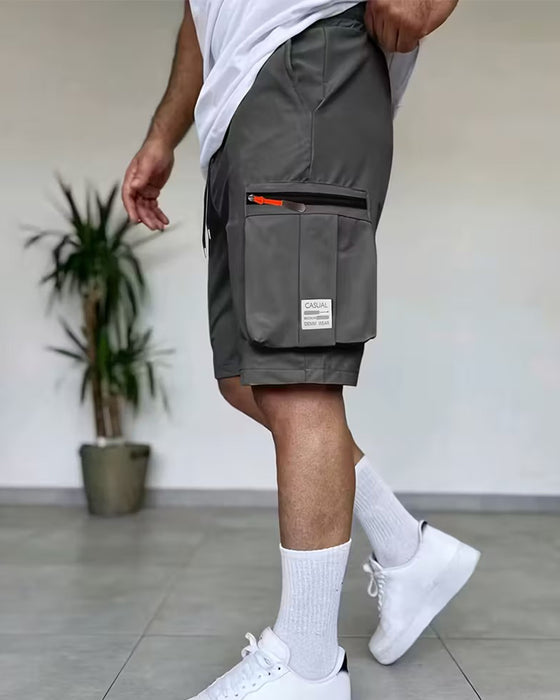 Heren Broek Effen Loose Fit Kort Cargo