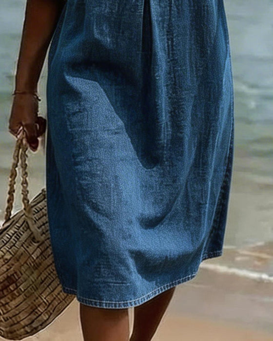 Jurk Lotus Blad Mouwen Jeans