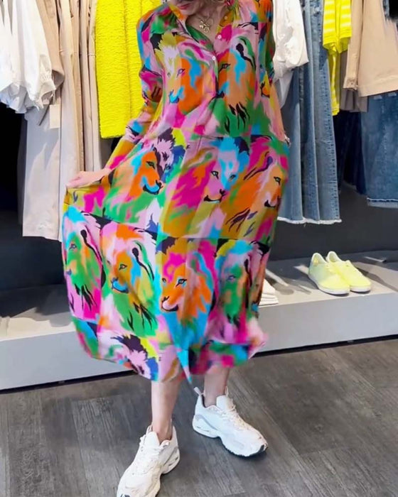 Jurk met kleurrijke print en zakken