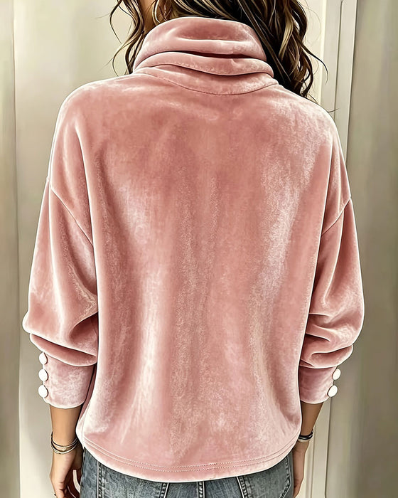Top Effen Kleur Hoge Hals Fluweel