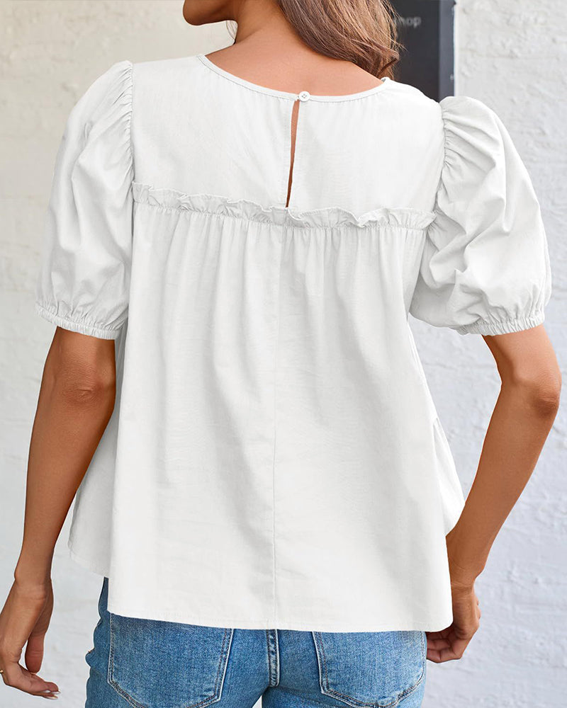 Blouse Pofmouw Loose-Fit Ruche