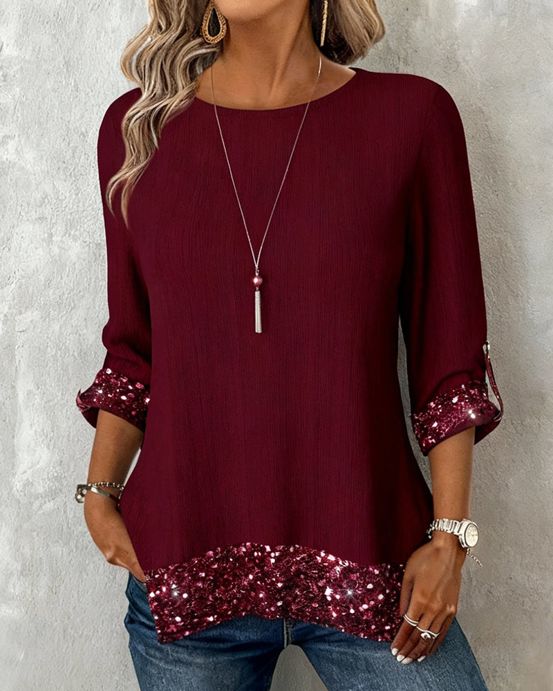 Top Ronde Hals Loose Sequins