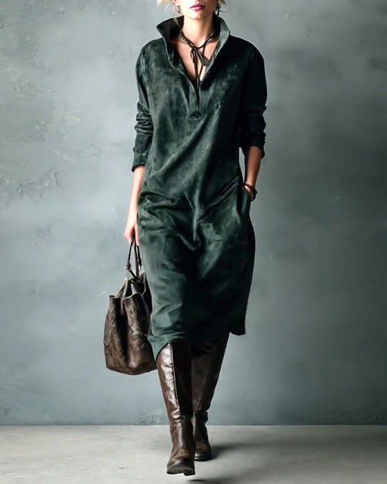 Elegante effen jurk met zak