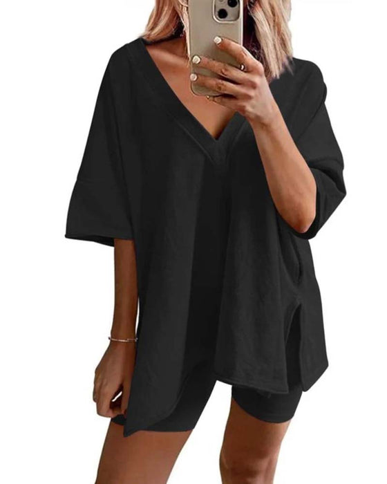 Tweedelig Set Effen V-Hals Sportkleding