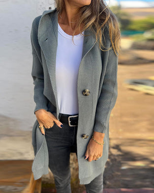 Casual effen kleur capuchonvest met knoop en zak