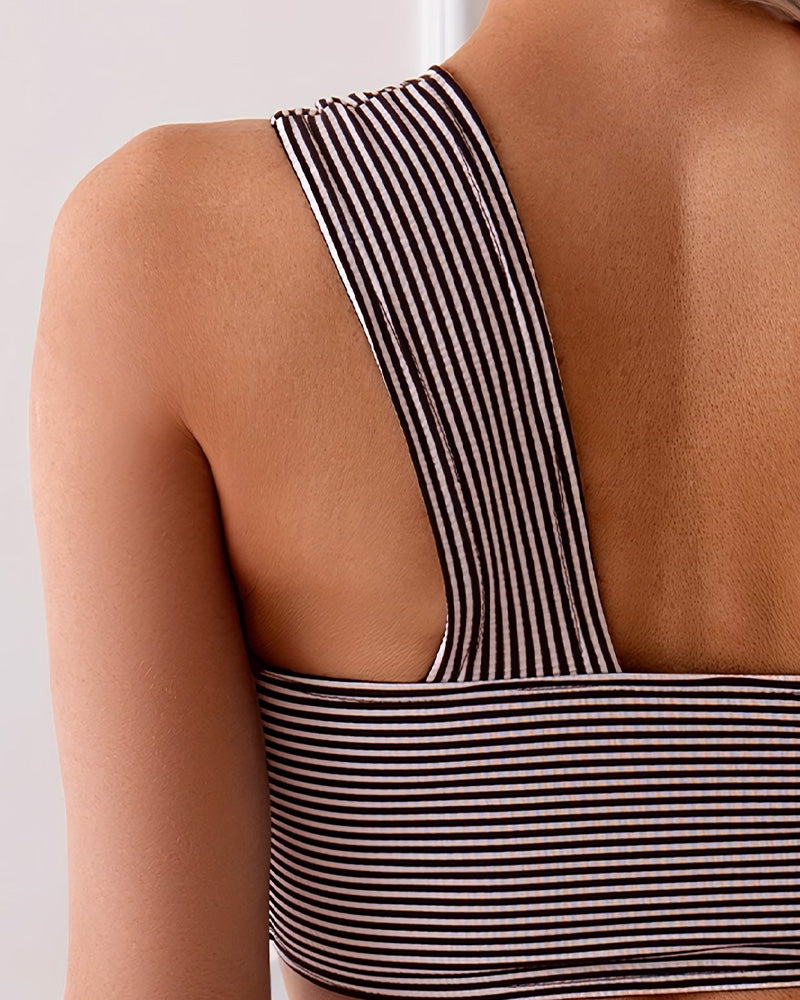Bikini Pinstreep Off-Schouder Tweedelig