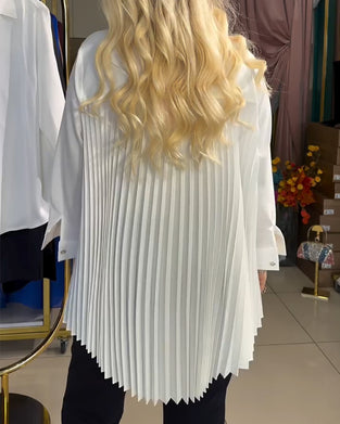 Shirt Langmouw Effen Kleur Geplooid