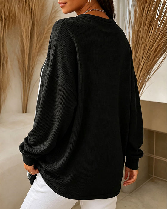 Sweatshirt Wafel Casual Knoop