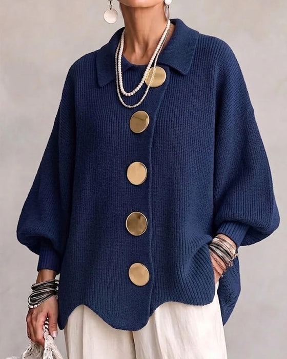 Cardigan Grote Metalen Knoop Reverse