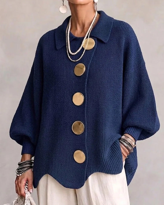 Cardigan Grote Metalen Knoop Reverse