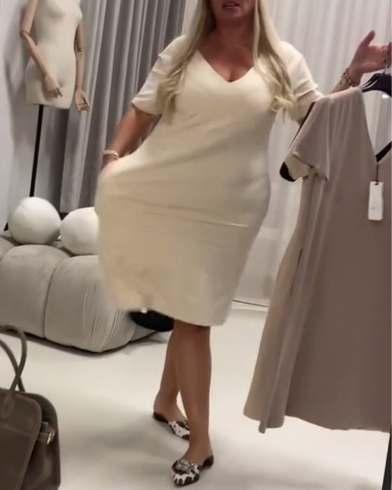 Modieuze En Elegante Jurk Met V-Hals