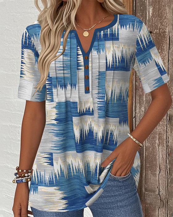 Blouse Casual Kortemouwen Digitaal Geprint