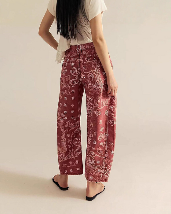 Jeans Losse Pasvorm Print Middenrijzing