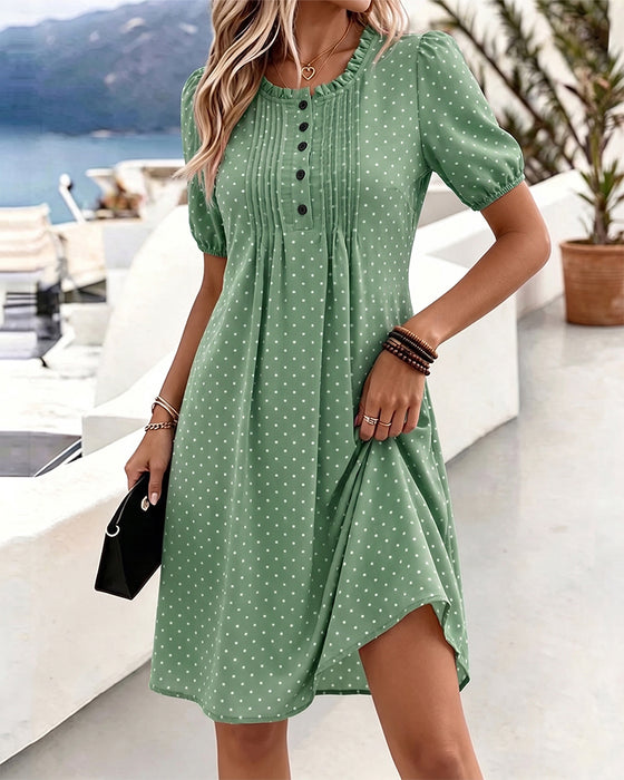 Jurk Rondhals Polka Dot Ruffle