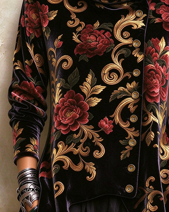 Top Vintage Bloemen Coltrui Scheefgeknoopt