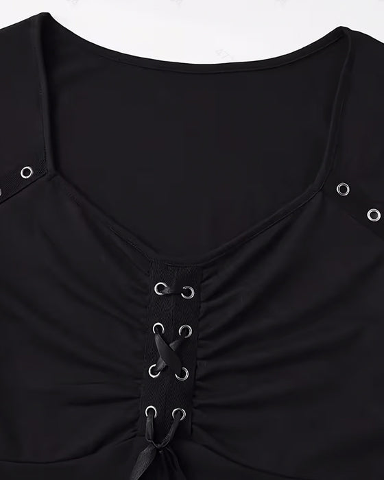 Blouse Effen Kleur Kruisbanden