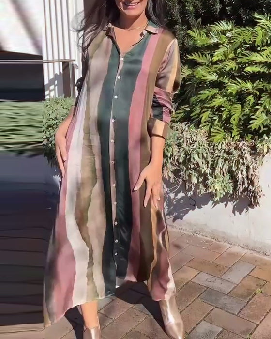 Casual jurk met reversstreep en knoopsluiting