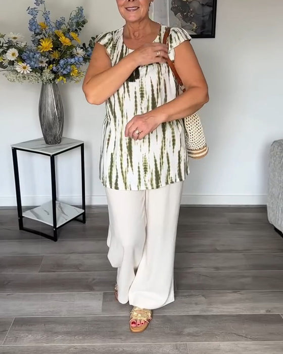 Blouse Lotusblad Mouwen Kwastje Tie-Dye