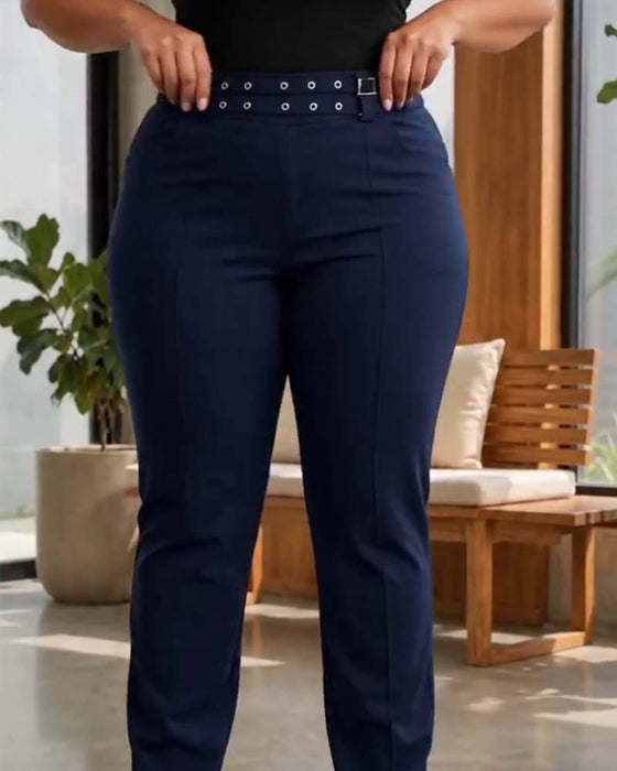 Broek Stijlvol Hoge Taille Slim Fit Lang