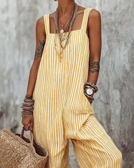 Jumpsuit Brede Band Gestreepte Overalls